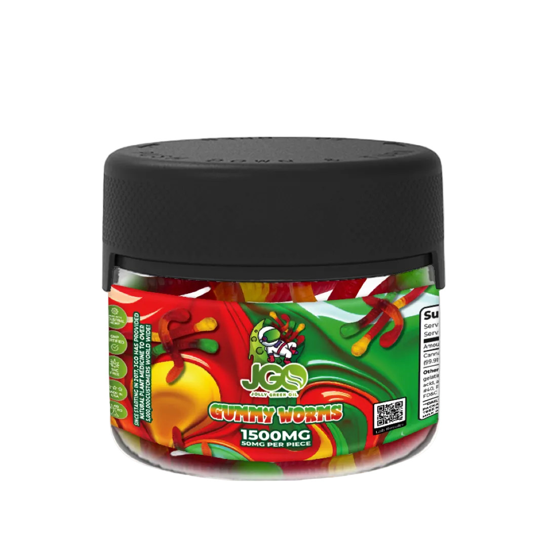 JGO Gummy Worms Hemp Gummies – 1500mg (50mg Each) 30ct
