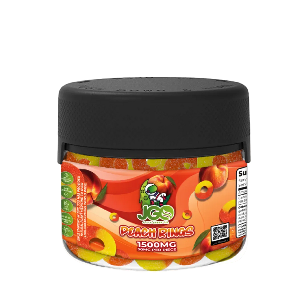 JGO Peach Rings Hemp Gummies – 1500mg (50mg Each) 30ct