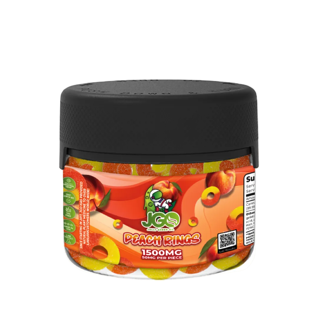 JGO Peach Rings Hemp Gummies – 1500mg (50mg Each) 30ct