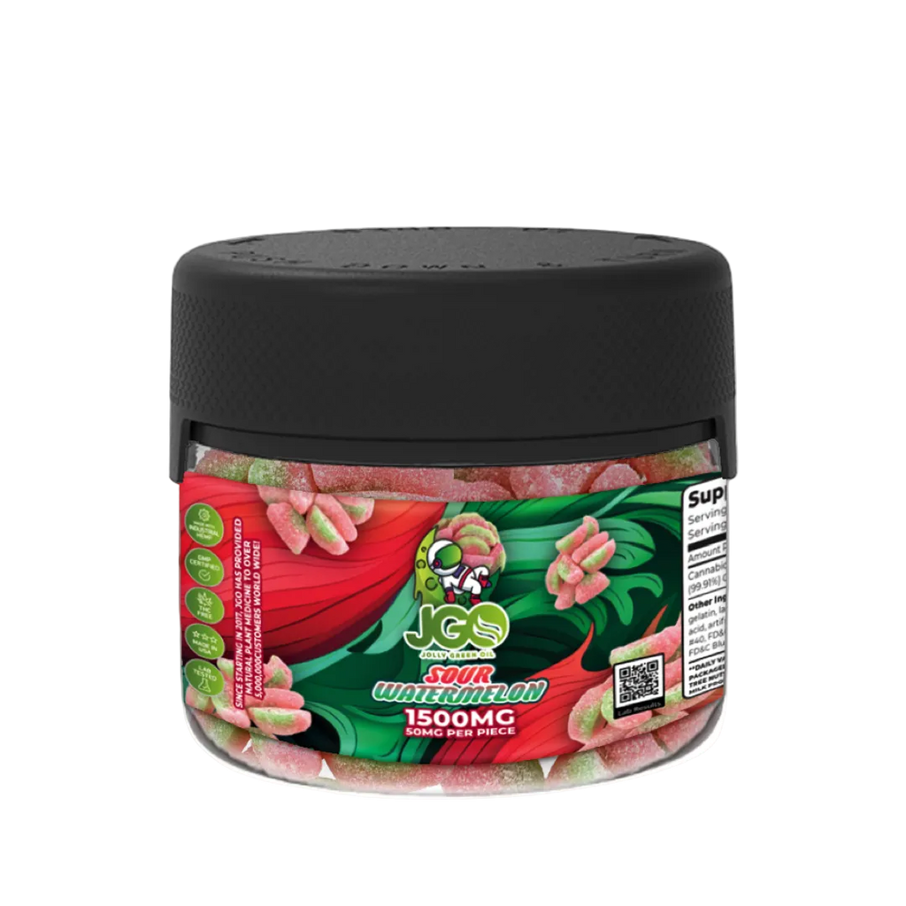 JGO Sour Watermelon Slices Hemp Gummies – 1500mg (50mg Each) 30ct