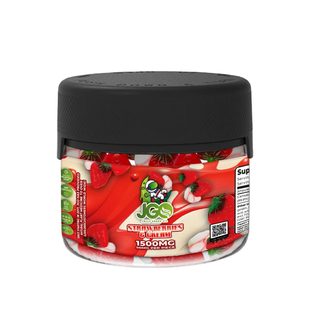 JGO Strawberries & Cream Hemp Gummies – 1500mg (50mg Each) 30ct
