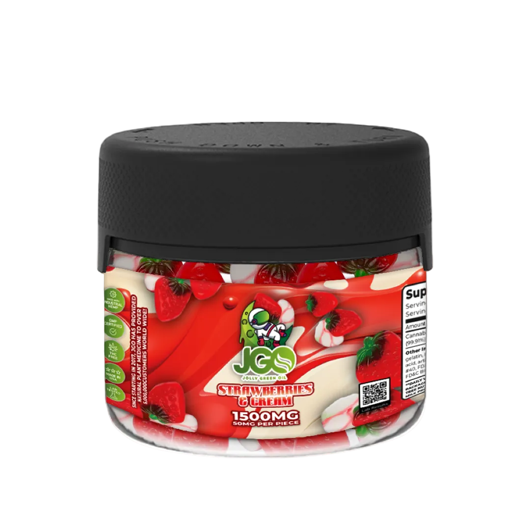 JGO Strawberries & Cream Hemp Gummies – 1500mg (50mg Each) 30ct